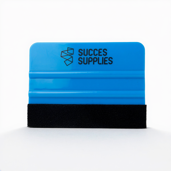 Harde blauwe rakel met vilt 10 x 7,2 cm
